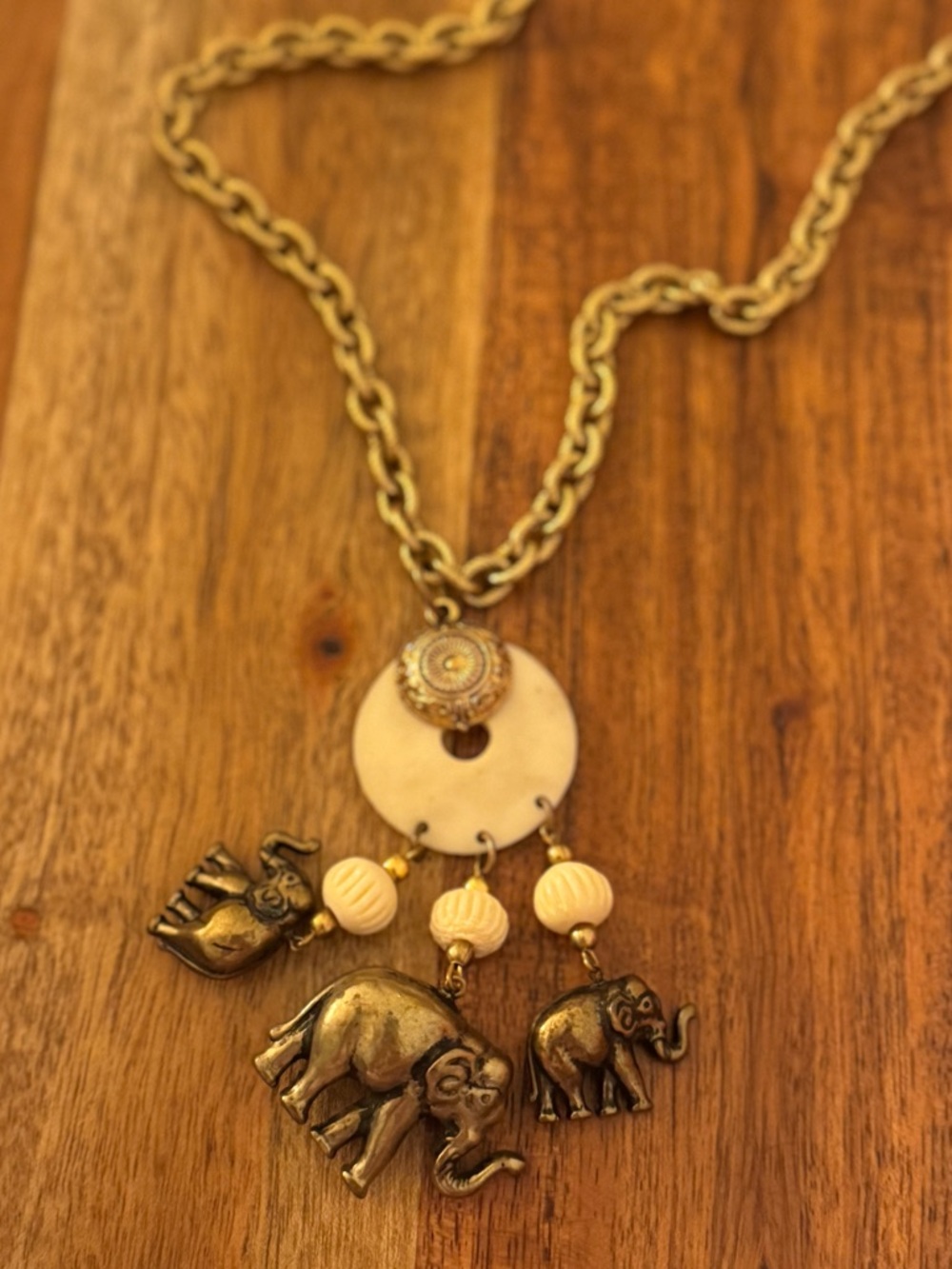 Gold-Tone Vintage Elephant Necklace
